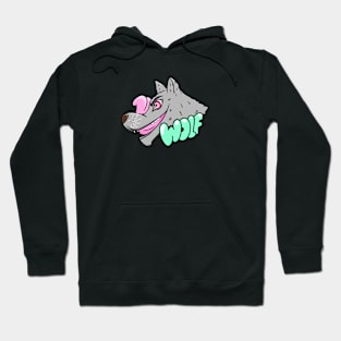 wolf cartoon - green Hoodie